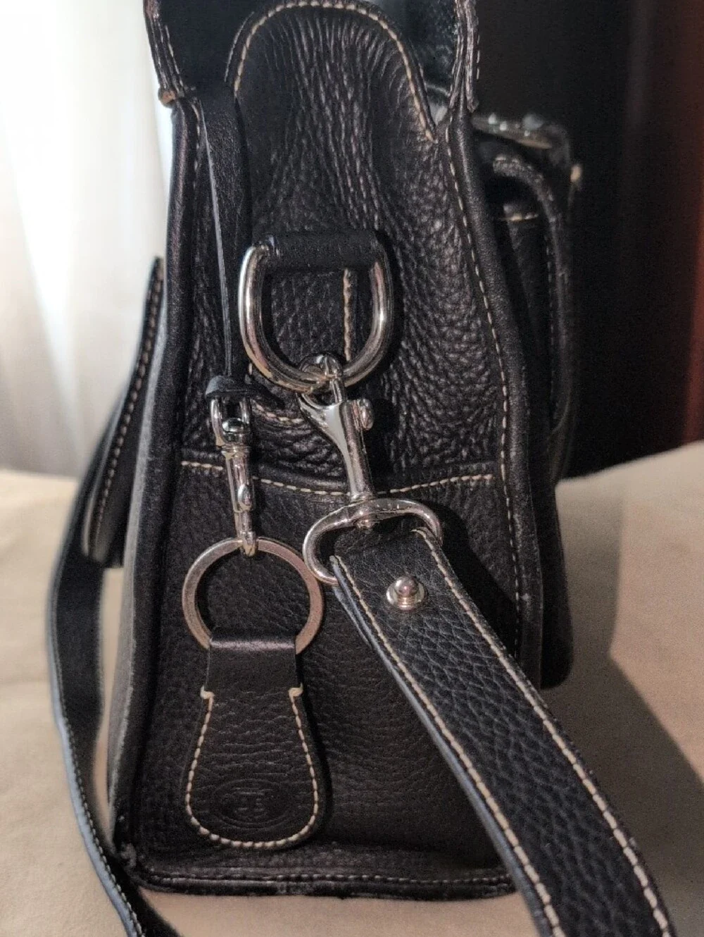 Dooney & Bourke Vintage Black Leather Double Pocket Briefcase Satchel